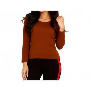 NEW ANGEL APPAREL long sleeve scoop neck tee in cognac